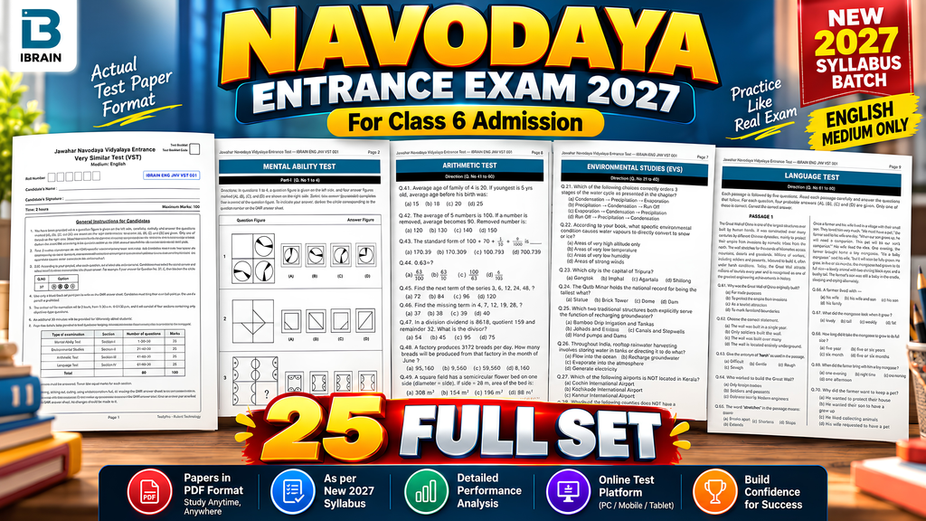 JNV Class 6 Entrance Exam 2027 Test Series - English Medium